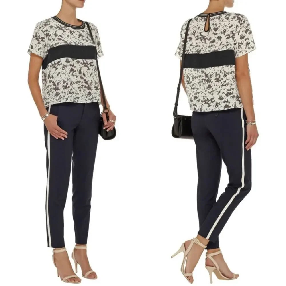 JONATHAN SIMKHAI Printed Silk Short Sleeve Top size XS
